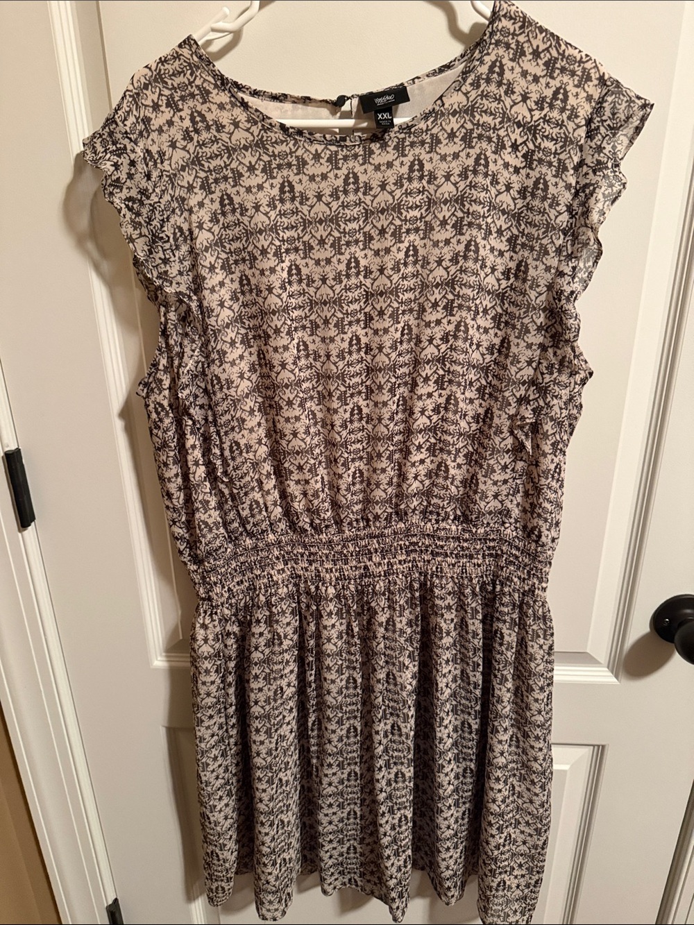 Mossimo Supply Co. Black & Cream Printed Smocked Maxi Dress